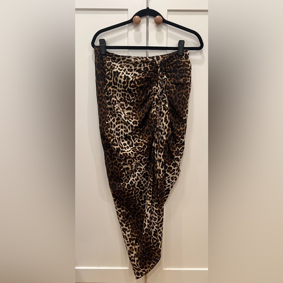 VERONICA BEARD ARI SILK BLEND LEOPARD PRINT SKIRT, SIZE 8. - Picture 3 of 12
